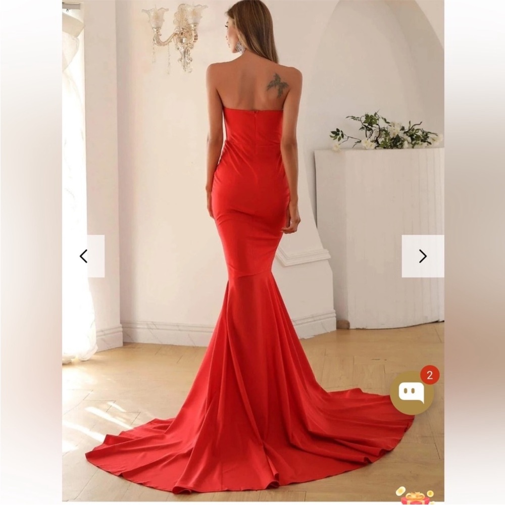 NWT RED Strapless Sweetheart Mermaid Gown | Coquette Glam Prom Size 9 - Picture 2 of 10